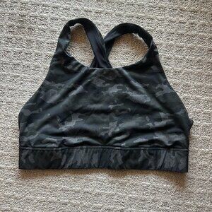 Fabletics Womens XL Black Camo Racerback Sports Bra No Padding Yoga Gym Workout